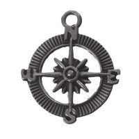 Metallanhänger Kompass, 34 x 14 mm, versilbert