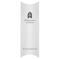 Geschenkverpackung, Kissen, Motiv "Willkommen Zuhause", 20 cm x 7 cm x 2,4 cm