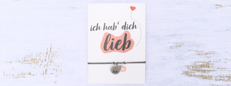 Valentinstagarmband "Ich hab' dich lieb" mit Anhängern