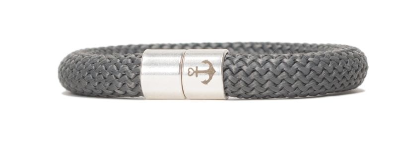 Armband mit Segelseil 10 mm und Magnetverschluss grau