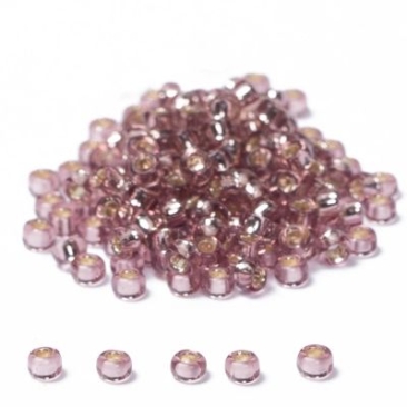 11/0 Perles de rocaille Miyuki, Rondes (environ 2 mm), Couleur : Light Amethyst Silver-Lined, 24 gr.