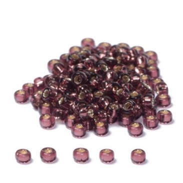 11/0 Perles de rocaille Miyuki, Rondes (environ 2 mm), Couleur : Dark Amethyst Silver-Lined, 24 gr.