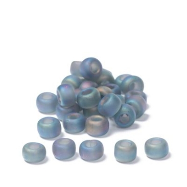 11/0 Perles de rocaille Miyuki, Rondes (env. 2 mm), Couleur : Grey Matte Transparent AB, 23 gr.