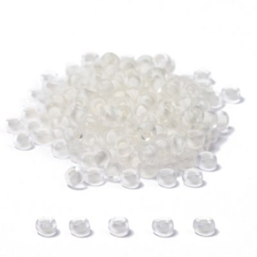 11/0 Miyuki Rocailles Perlen, Rund (ca. 2 mm), Farbe: Crystal Semi-Matte White-Lined, 24 gr.