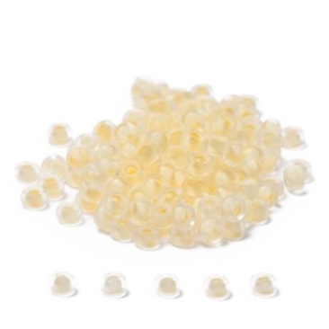 11/0 Perles de rocaille Miyuki, Rondes (environ 2 mm), Couleur : Crystal Semi-Matte Yellow-Lined, 24 gr.