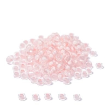 11/0 Miyuki Rocailles Perlen, Rund (ca. 2 mm), Farbe: Crystal, Oberfäche: halbmatt, Farneinzug: Pink, 24 gr.