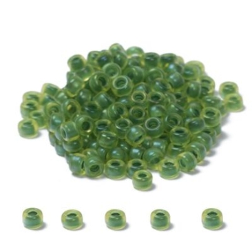 11/0 Perles de rocaille Miyuki, rondes (env. 2 mm), couleur : Jade-Lined Semi-Matte Yellow, 24 gr.