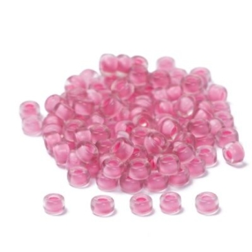 11/0 Miyuki Rocailles Perlen, Rund (ca. 2 mm), Farbe: Rose-Lined Semi-Matte Crystal, 24 gr.
