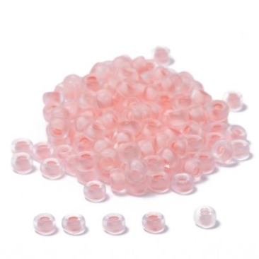 11/0 Miyuki Rocailles beads, Round (approx. 2 mm), Colour: Crystal, Surface: hlabmatt, Colour inlay: Pale Rose, 24 gr.