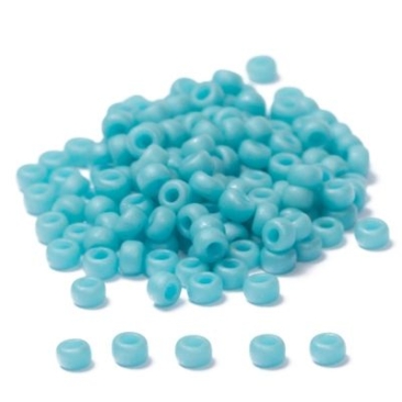 11/0 Perles de rocaille Miyuki, Rondes (env. 2 mm), Couleur : Pale Seafoam. Surface : Blue Fancy Frosted, 23 gr.