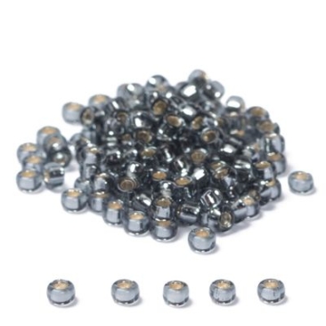 11/0 Perles de rocaille Miyuki, Rondes (environ 2 mm), Couleur : Grey Silver-Lined, 24 gr.