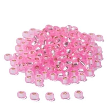 11/0 Perles de rocaille Miyuki, Rondes (environ 2 mm), Couleur : Pink Silver-Lined, 23 gr.