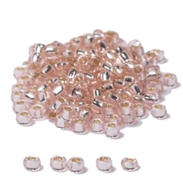 11/0 Perles de rocaille Miyuki, Rondes (env. 2 mm), Couleur : Pale Rose Silver-Lined, 23 gr.