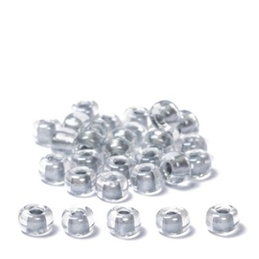 11/0 Miyuki Rocailles beads, round (approx. 2 mm), colour: Crystal, colour inlay: Sparkling Pewter, 24 gr.