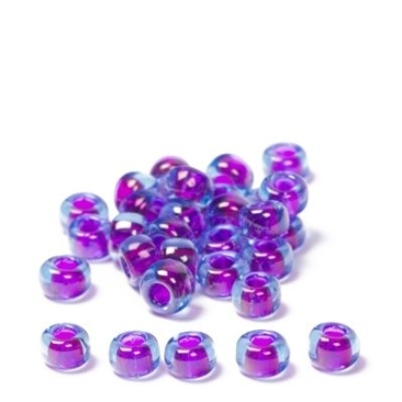 11/0 Perles de rocaille Miyuki, Rondes (environ 2 mm), Couleur : Purple-Lined Aqua, 24 gr.