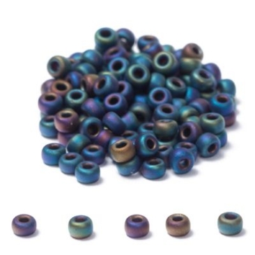 11/0 Miyuki Rocailles beads, round (approx. 2 mm), colour: Black Matte AB, 24 gr.