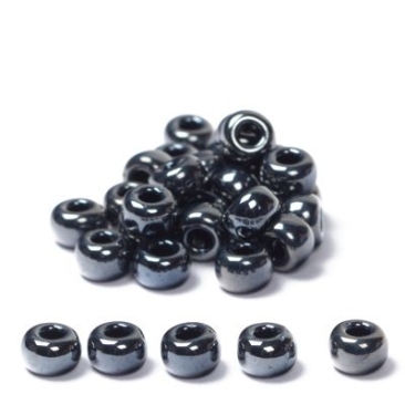 11/0 Miyuki Rocailles beads, round (approx. 2 mm), colour: Gunmetal, 24 gr.