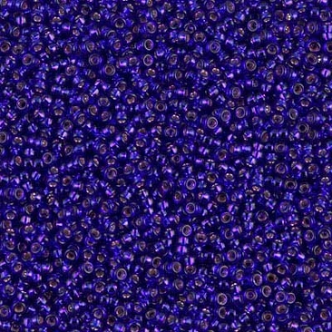 15/0 Miyuki Rocailles Perlen, Rund (ca. 1,5 mm), Farbe: Silver Lined Violet, Röhrchen mit ca. 8,2 Gramm