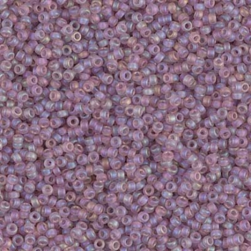15/0 Miyuki Rocailles beads, Round (approx. 1,5 mm), colour: Matte Smoky Amethyst AB, tube with approx. 8,2 grammes