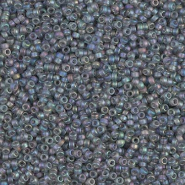 15/0 Miyuki Rocailles beads, round (approx. 1,5 mm), colour: Matte Gray AB, tube with approx. 8,2 grammes