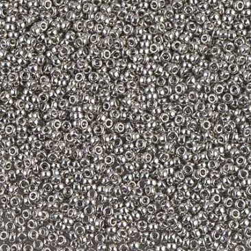 15/0 Miyuki Rocailles Perlen, Rund (ca. 1,5 mm), Farbe: Palladium Plated (DB38), Röhrchen mit ca. 8,2 Gramm