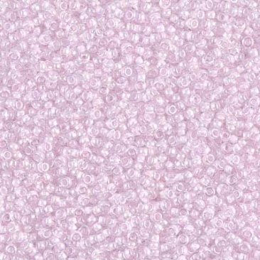15/0 Miyuki Rocailles beads, Round (approx. 1,5 mm), Colour: Crystal, Pink Lined , Tube with approx. 8,2 grammes