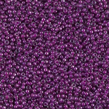 15/0 Miyuki Rocailles Perlen, Rund (ca. 1,5 mm), Farbe: Fuchsia Lined Crystal Luster, Röhrchen mit ca. 8,2 Gramm