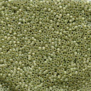 15/0 Miyuki Rocailles Perlen, Rund (ca. 1,5 mm), Farbe: Celery, Röhrchen mit ca. 8,2 Gramm