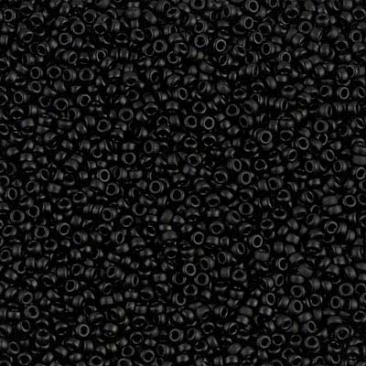 15/0 Miyuki Rocailles Perlen, Rund (ca. 1,5 mm), Farbe: Black, Matte, Röhrchen mit ca. 8,2 Gramm