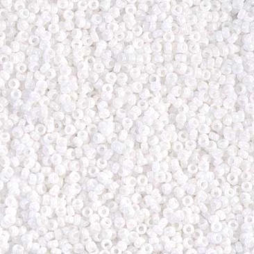 15/0 Miyuki Rocailles beads, round (approx. 1,5 mm), colour: Chalk White, Opaque , tube with approx. 8,2 grammes