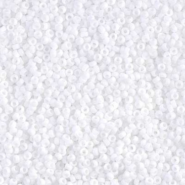15/0 Miyuki Rocailles Perlen, Rund (ca. 1,5 mm), Farbe: White, Matte , Röhrchen mit ca. 8,2 Gramm
