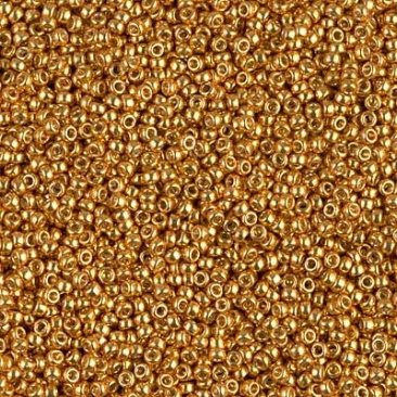 15/0 Miyuki Rocailles kralen, rond (ca. 1,5 mm), kleur: Duracoat Galvanized Yellow Gold, tube met ca. 8,2 gram.