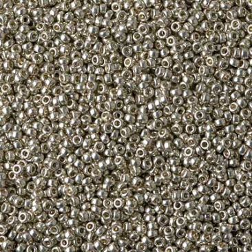 15/0 Miyuki Rocailles Perlen, Rund (ca. 1,5 mm), Farbe: Duracoat Galvanized Light Smoky Pewter, Röhrchen mit ca. 8,2 Gramm