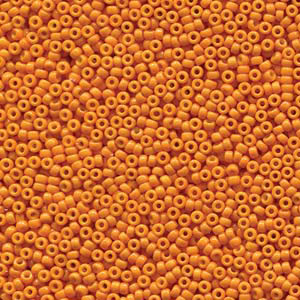 15/0 Miyuki Rocailles beads, round (approx. 1,5 mm), colour: Duracoat Opaque Dyed Orange, tube with approx. 8,2 grammes