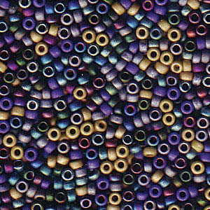 15/0 Miyuki Rocailles kralen, rond (ca. 1,5 mm), kleur: Mix Matte Heavy Metals, tube met ca. 8,2 gram.