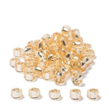 6/0 perles de rocaille Miyuki, rondes (env. 4 mm), couleur : Light Gold Silver-Lined, env. 20 gr