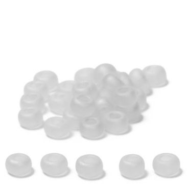 6/0 perles de rocaille Miyuki, rondes (env. 4 mm), couleur : Crystal Matte Transparent, env. 20 gr