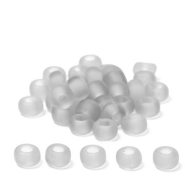 6/0 perles de rocaille Miyuki, rondes (env. 4 mm), couleur : Crystal Matte Transparent AB, 20 gr.
