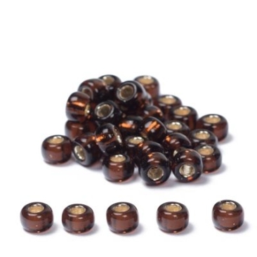 6/0 perles de rocaille Miyuki, rondes (env. 4 mm), couleur : Dark Topaz Silver-Lined, env. 20 gr
