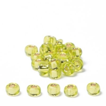 6/0 perles de rocaille Miyuki, rondes (env. 4 mm), couleur : Chartreuse Silver-Lined, env. 20 gr
