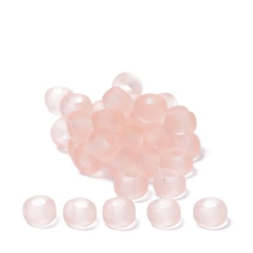 6/0 perles de rocaille Miyuki, rondes (environ 4 mm), couleur : Pale Pink Matte Transparent, 20 gr.