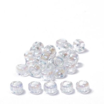 6/0 perles de rocaille Miyuki, rondes (env. 4 mm), couleur : Crystal AB, env. 20 gr