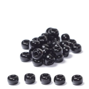 6/0 Miyuki Rocailles beads, round (approx. 4 mm), colour: Black Opaque, approx. 20 gr.