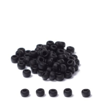 6/0 perles de rocaille Miyuki, rondes (env. 4 mm), couleur : Black Matte, env. 20 gr