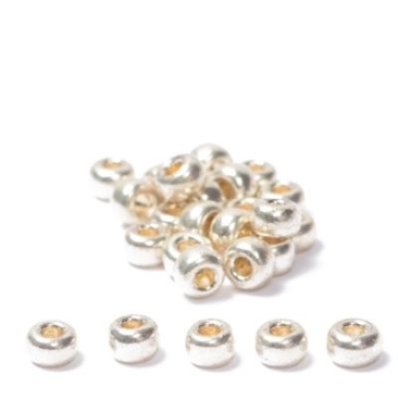 6/0 Perles de rocaille Miyuki, Rondes (environ 4 mm), Couleur : Argent Galvanisé, 20 gr.