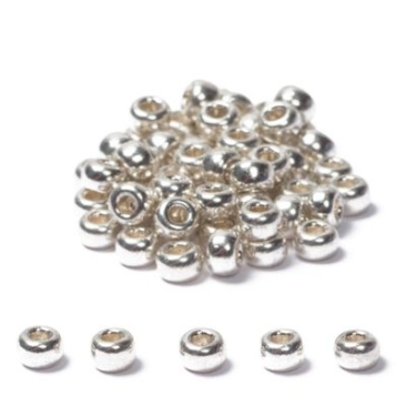 8/0 perles de rocaille Miyuki, rondes (environ 3 mm), couleur : Silver Galvanized, environ 22 gr