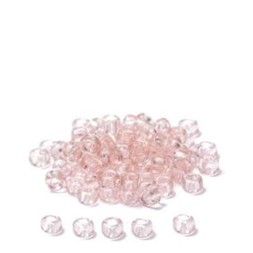 8/0 Perles de rocaille Miyuki, Rondes (env. 3 mm), Couleur : Light Tea Rose Transparent, 22 gr.