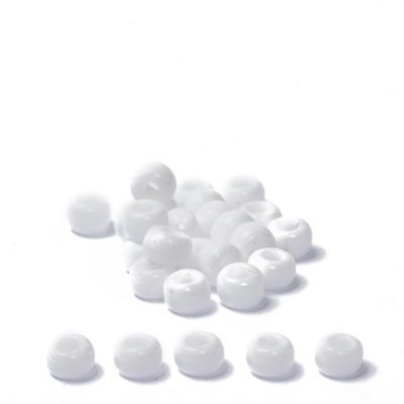 8/0 perles de rocaille Miyuki, rondes (env. 3 mm), couleur : White Opaque, env. 22 gr