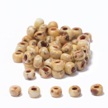 8/0 Miyuki Rocailles beads, round (approx. 3 mm), colour: Canary Yellow Matte Picasso, 22 gr.