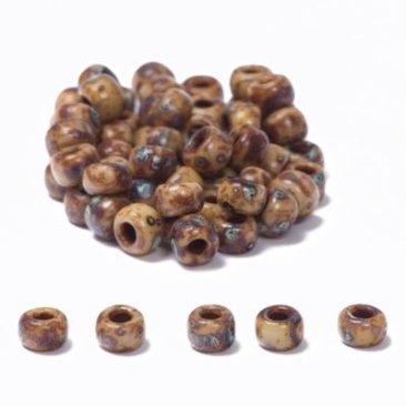 8/0 Miyuki Rocailles beads, Round (approx. 3 mm), colour: Brown Tan Matte Picasso, 22 gr.